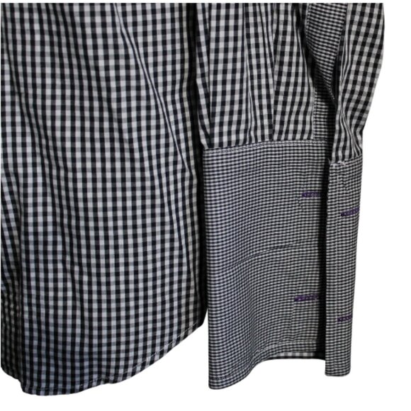PAUL SMITH SZ 17.5 French Cuff Black & White Checkered Cotton Men's Shirt - Picture 4 of 7
